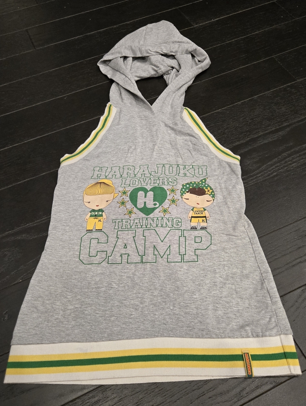 RARE Y2K Harajuku Lovers "Training Camp" Hoodie Tank - Gwen Stefani SZ L Kawaii - Picture 2 of 11